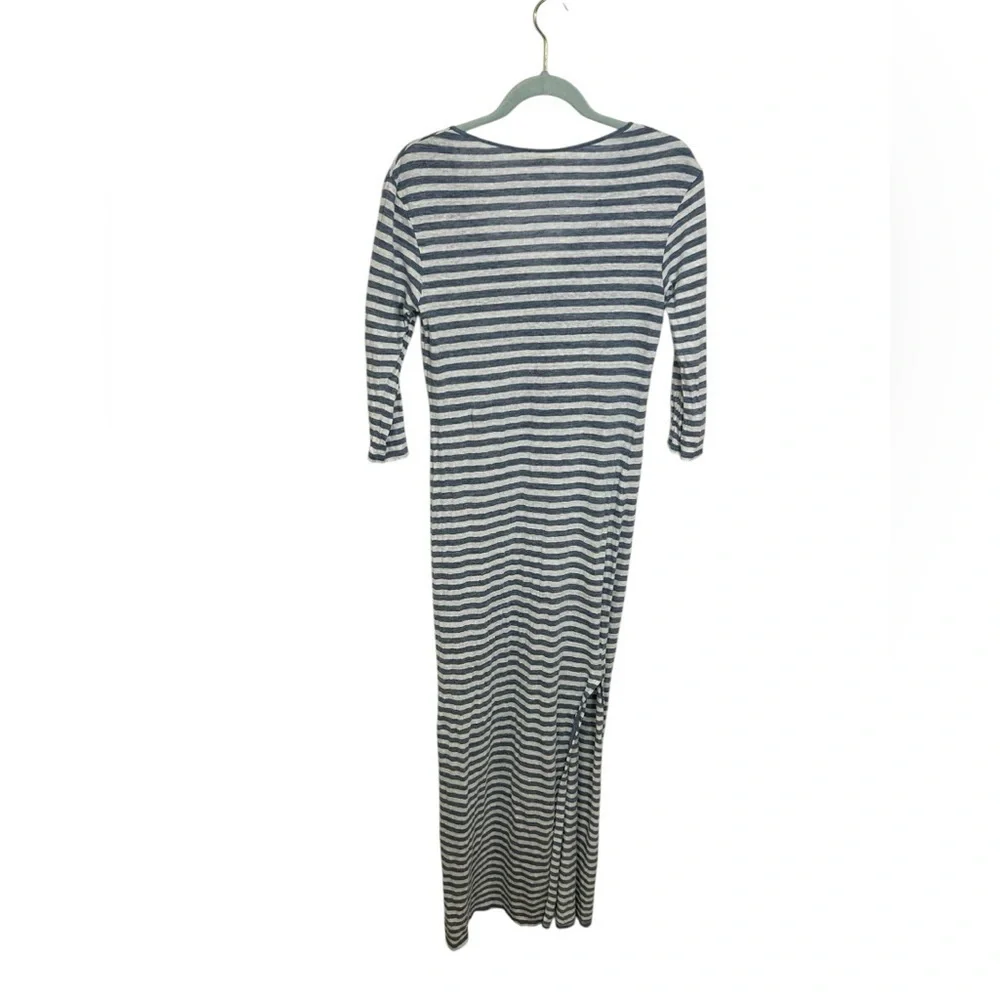 Ag Adriano Goldschmied Linen Blue Striped Lace Up Claude Maxi Dress Size XS - Picture 14 of 15
